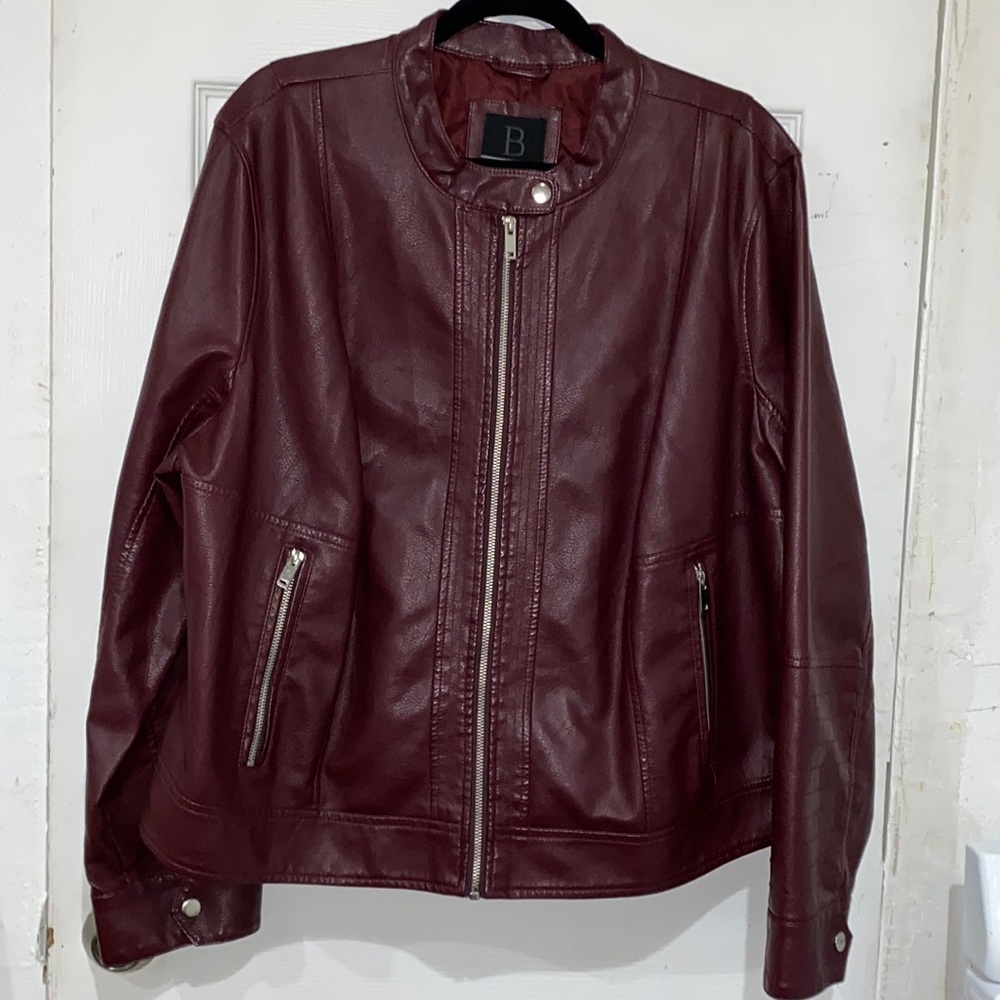 Burgundy faux leather jacket